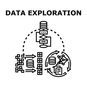 Data exploration process collecting, analyzing, and transforming information 스톡 일러스트