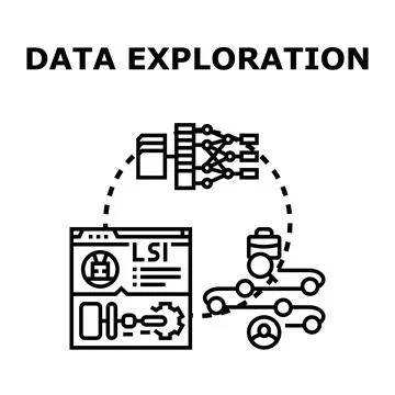 Data exploration process collecting and analyzing information Ilustración de archivo