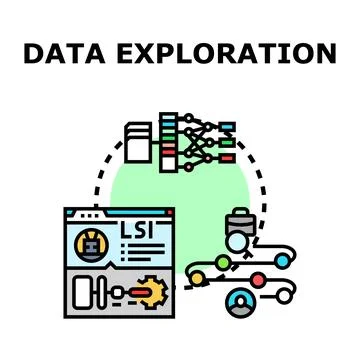 Data exploration process collecting and analyzing information 库存插图