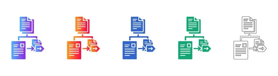 Data Export and File Routing Icons 库存插图