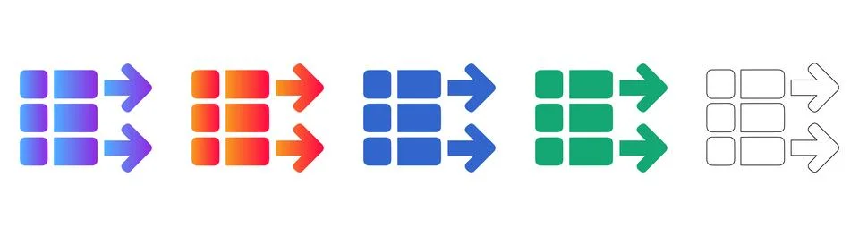 Data Export Interface Icons Set Illustrazione stock