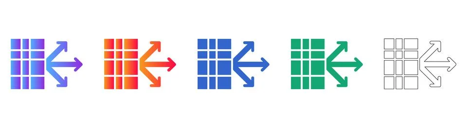 Data Export Interface Icons Set Illustrazione stock