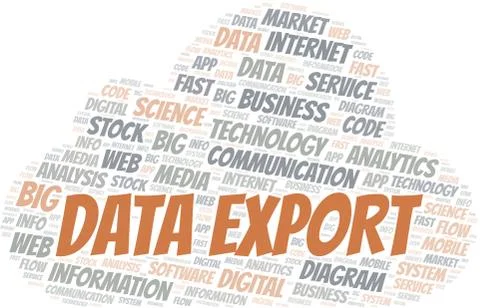 Data Export vector word cloud, made with text only. Illustrazione stock