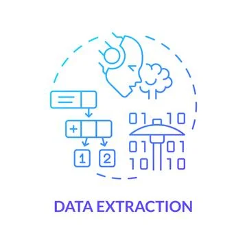 Data extraction blue gradient concept icon Stock Illustration