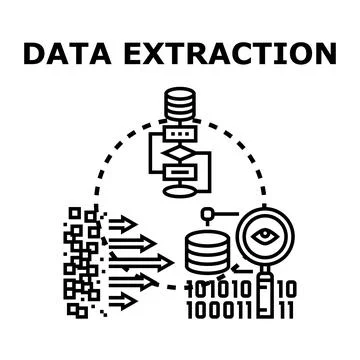 Data extraction process converting unstructured information Stock Illustration
