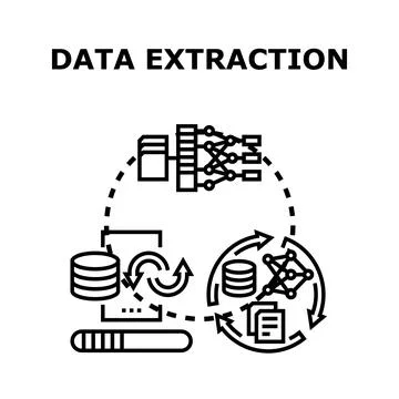 Data extraction processing cycle and information analysis Stock Illustration