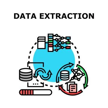 Data extraction processing cycle and information analysis Stock Illustration