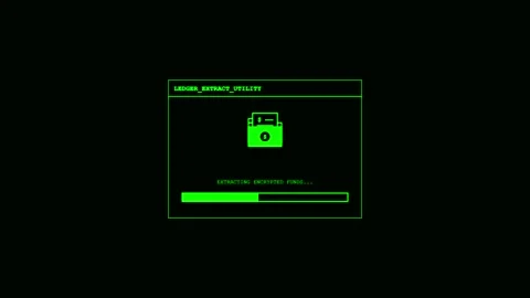 Data extraction progress bar on green computer screen Stock Footage 347013381
