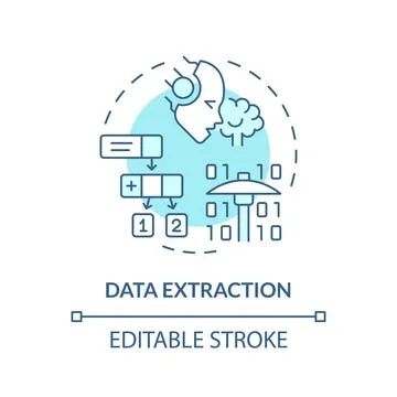 Data extraction soft blue concept icon Stock Illustration