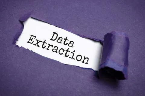 Data extraction words on the green torn paper Stock Photos