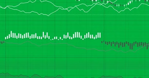 Data feed arriving market chart animating on transparent bg histogram shifting Stock Footage 327337702