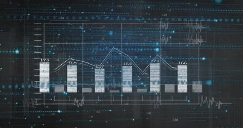 Data feed starting data chart expanding with bars growing labels updating line Video stock 329122537