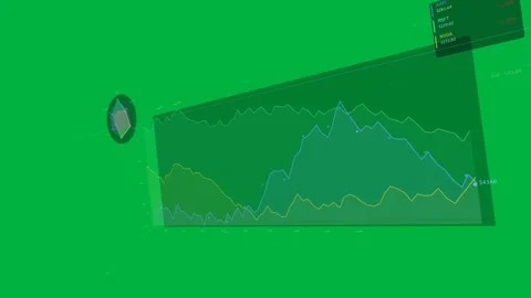 Data feed starting transparent HUD drawing area chart, moving cursor, revealing Stock Footage 334118482