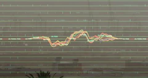 On data feed starting waveform chart rising splitting visualizing data patterns Stock Footage 330662412