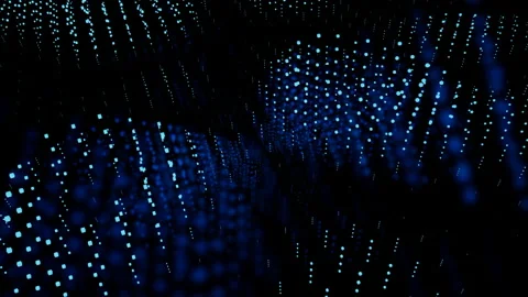 Data field universe of technology particles. Design. Waves of tiny glowing dots Stock Footage 204154787