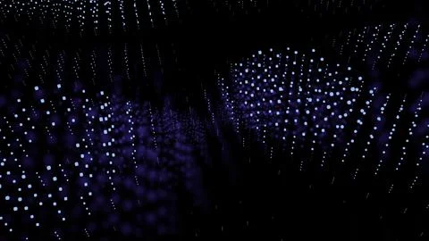 Data field universe of technology particles. Design. Waves of tiny glowing dots Stock Illustration