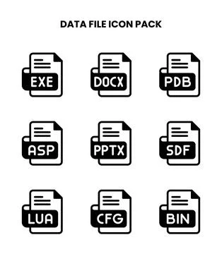 Data File DuoTone Set Icons Pack Illustrazione stock