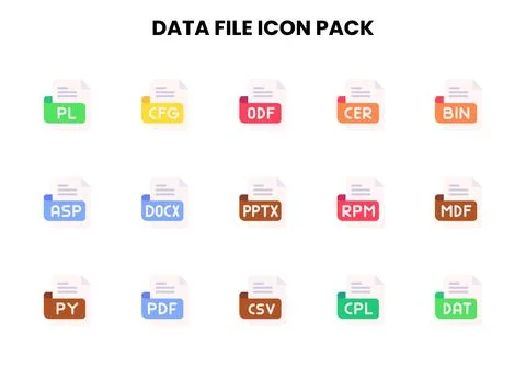 Data File Flat Graphics Icons Pack 스톡 일러스트