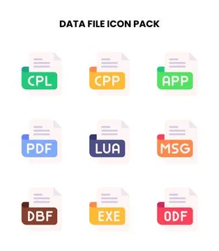 Data File Flat Set Icons Pack 库存插图