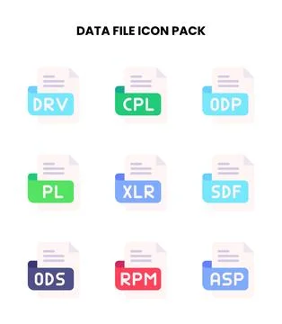 Data File Flat SVG Icons Pack Stock Illustration