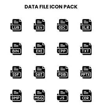 Data File Glyph Graphics Icons Pack Stock Illustration