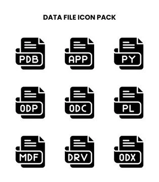 Data File Glyph Icons Pack Stock Illustration