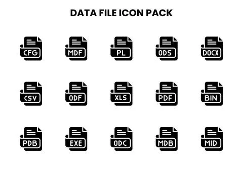 Data File Glyph Scalable Icons Pack Illustrazione stock