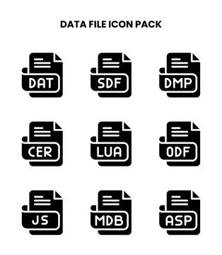 Data File Glyph UI Icons Pack Stockillustratie
