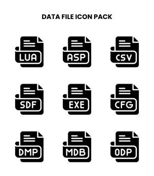 Data File Glyph Vector Icons Pack Ilustración de archivo