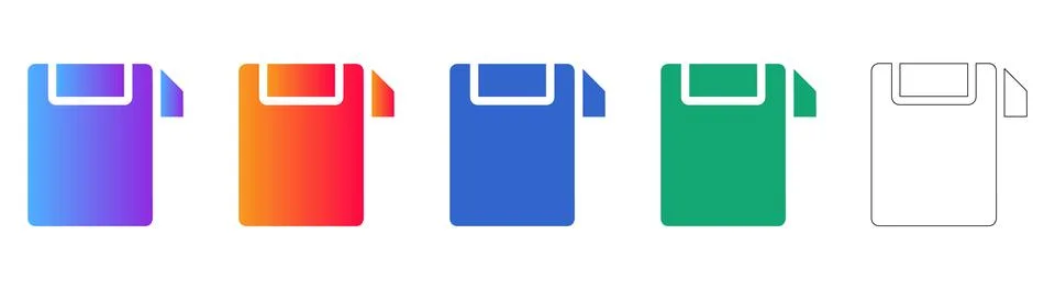 Data File Icons with Gradient and Line Art 스톡 일러스트