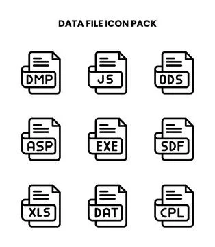 Data File Line Bundle Icons Pack Stock Illustration
