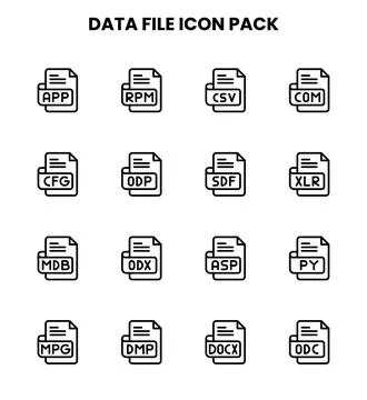Data File Line UI Icons Pack Illustrazione stock