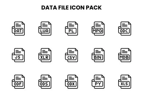 Data File Line Vector Icons Pack Stock Illustration