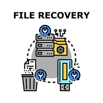 Data file recovery process restoring digital information Stock Illustration