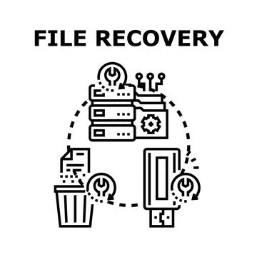 Data file recovery process restoring digital information Stock Illustration