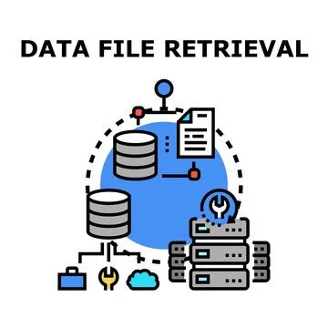 Data file retrieval concept with server storage 스톡 일러스트