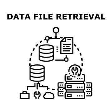 Data file retrieval concept with server storage Stock-Illustration