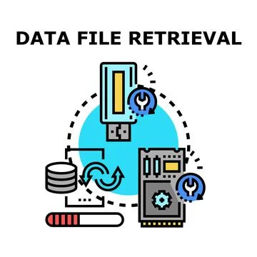 Data file retrieval or recovery process concept Stock Illustration