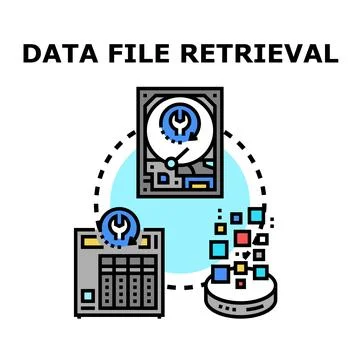 Data file retrieval process from storage system 库存插图