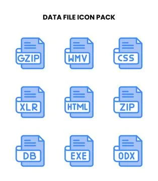 Data File Two Colour Bundle Icons Pack Stock Illustration