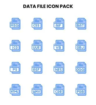 Data File Two Colour Bundle Icons Pack Stock-Illustration