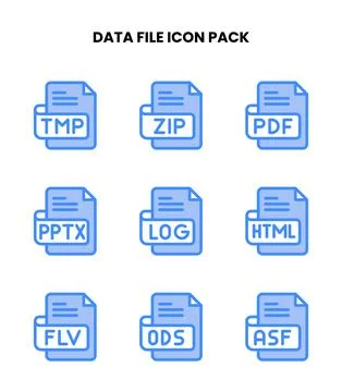 Data File Two Colour Collection Icons Pack Stock Illustration