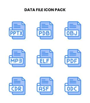 Data File Two Colour Design Icons Pack Stock Illustration