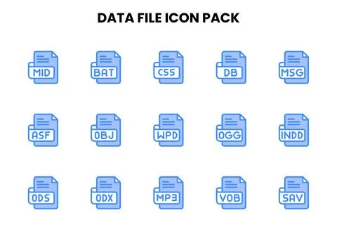 Data File Two Colour Vector Icons Pack 库存插图