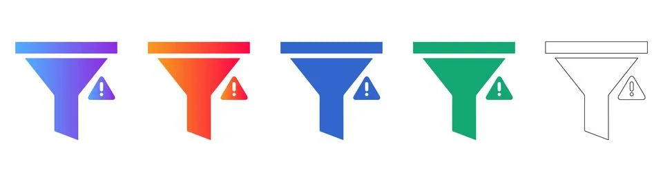 Data Filter Alert Icon Set Stock Illustration