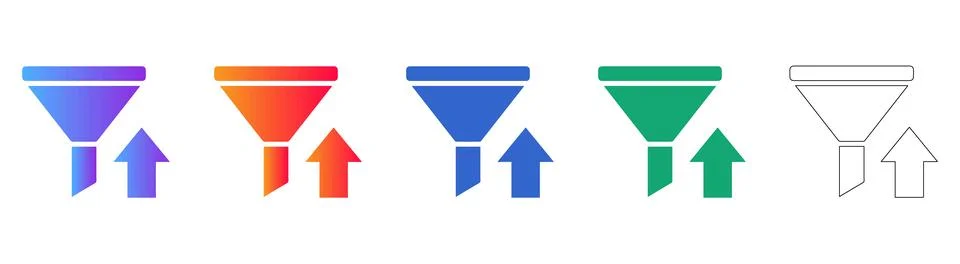 Data Filter and Sorting Icons with Upward Arrow Illustration