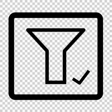 Data Filter Applied Icon – Rounded Square UI Symbol – Vector Line Art Stock Illustration