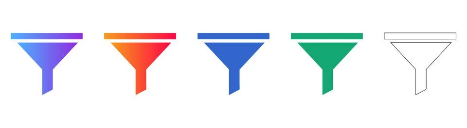 Data Filter Funnel Icons Stock Illustration