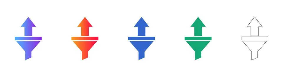 Data Filter Funnel Icons Set Stock Illustration