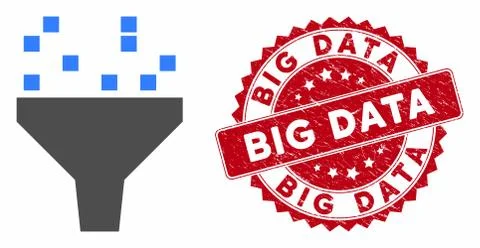 Data Filter Icon with Textured Big Data Stamp Stock Illustration
